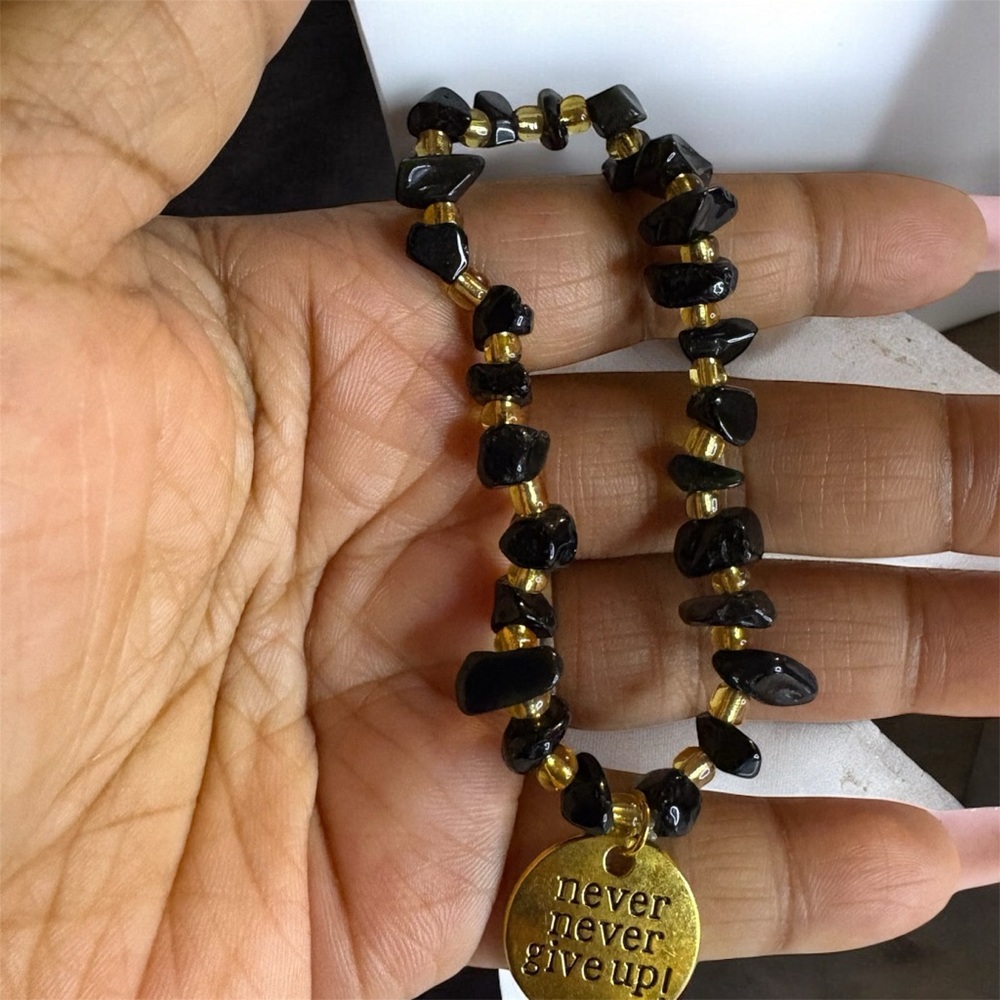 Black and Gold Inspirational Bracelet